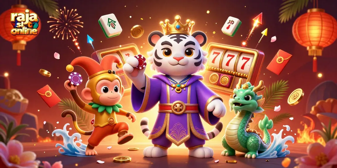 Engage in thrilling gameplay with raja slot online, a vibrant illustration featuring popular slot elements and dynamic characters.