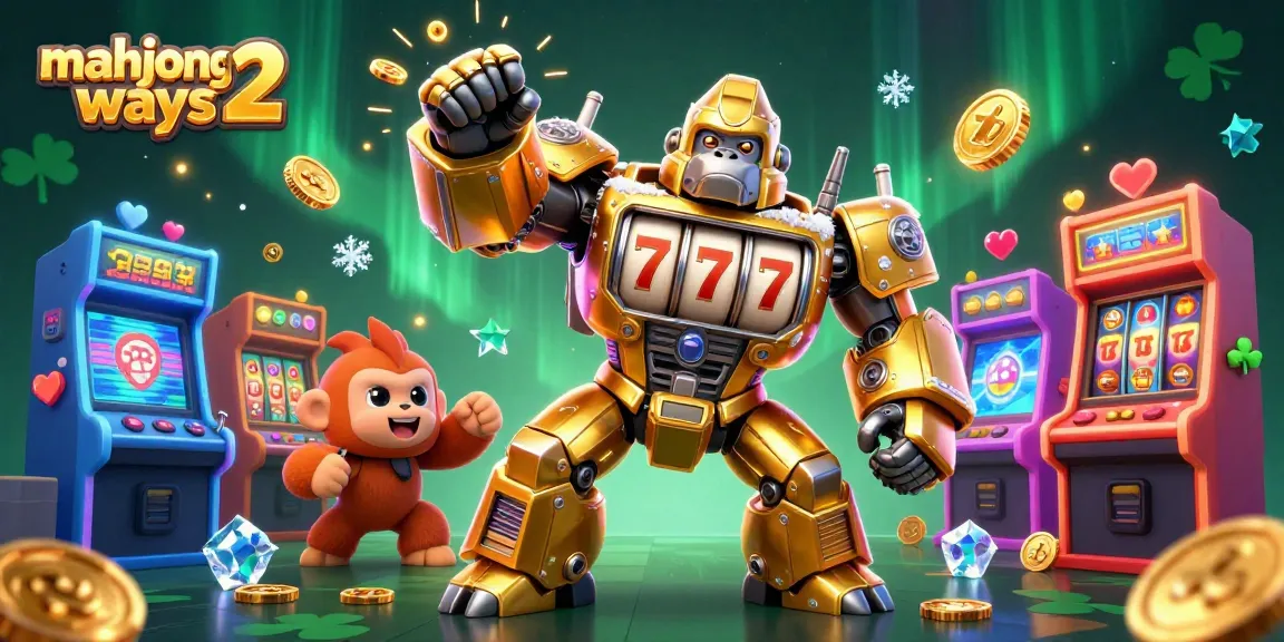 Experience thrilling gameplay with mahjong ways 2 featuring a golden gorilla mech and vibrant arcade elements.