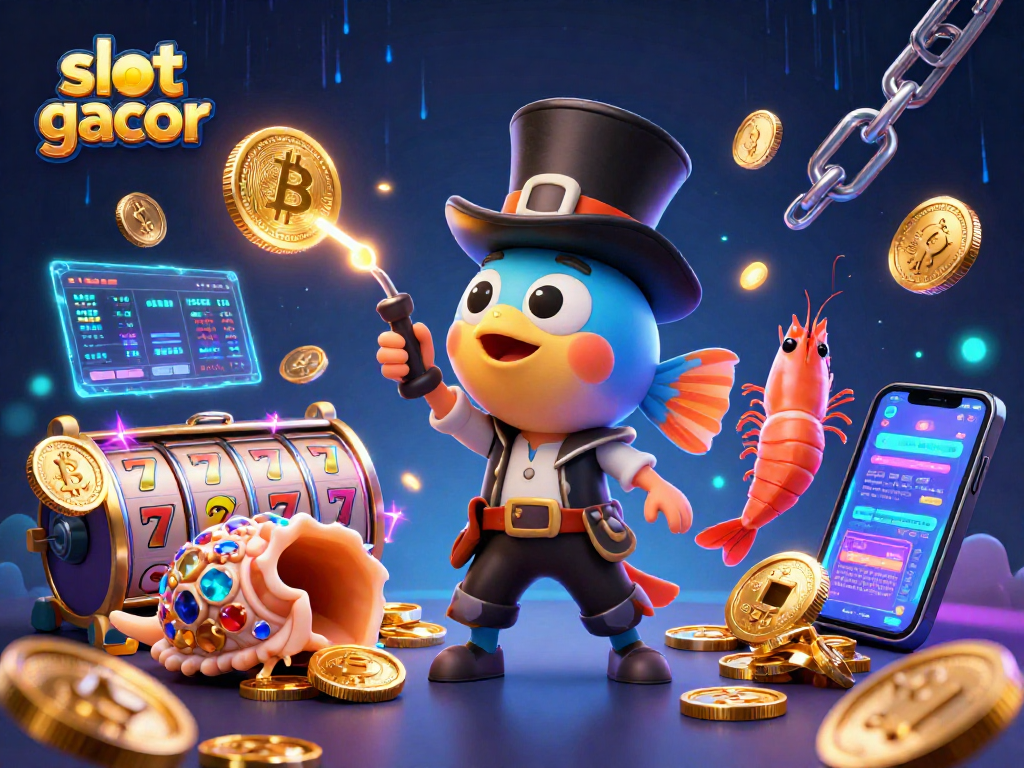 Spin the reels and win with slot gacor, featuring dazzling characters in an underwater casino.