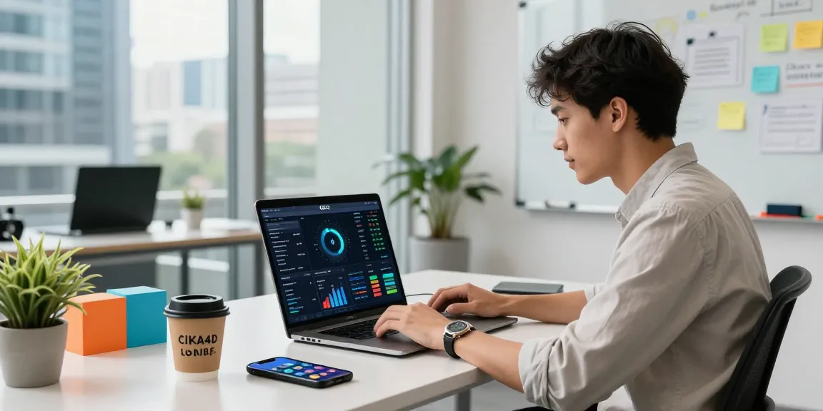 Engaged professional analyzing CIKA4D data in a vibrant tech workspace