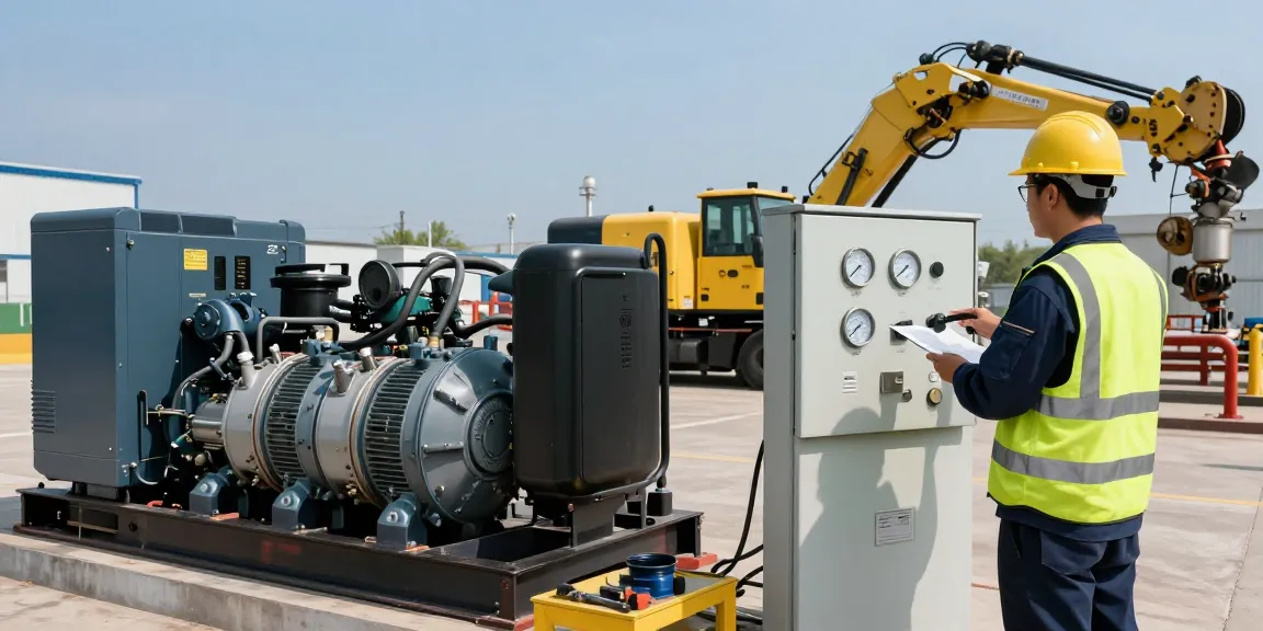Diesel genset powering industrial site with technician monitoring controls.