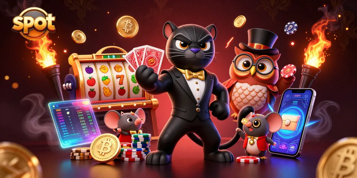 Slot gacor menampilkan panther elegan bersama burung hantu dan tikus keberuntungan dengan simbol jackpot.