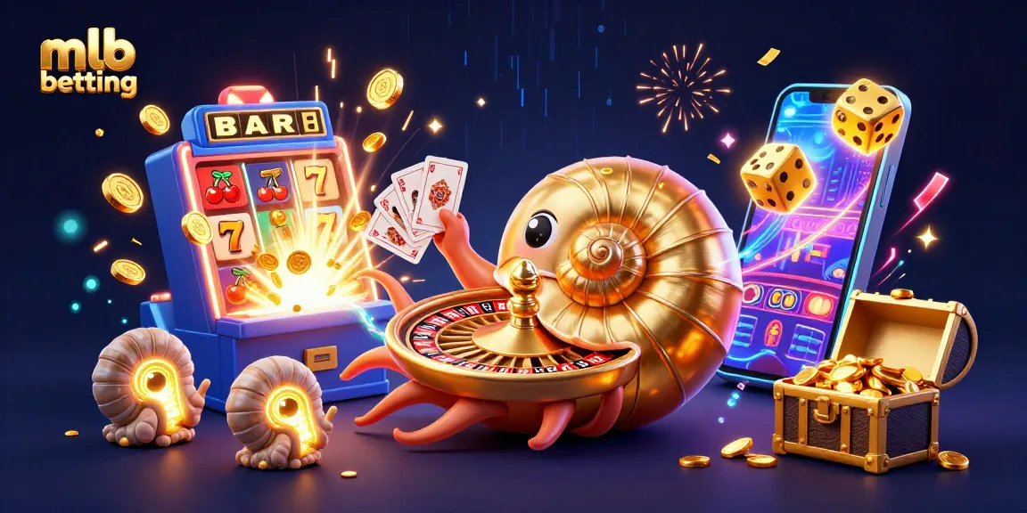 Engage in mlb betting with an exciting 3D illustration of glowing nautilus and jackpot elements.