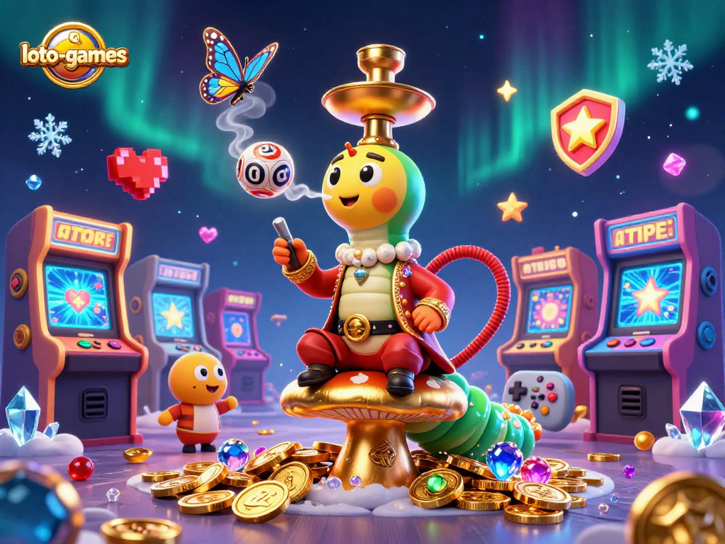 Engage with loto-games featuring a whimsical caterpillar master amidst enchanting lottery elements.