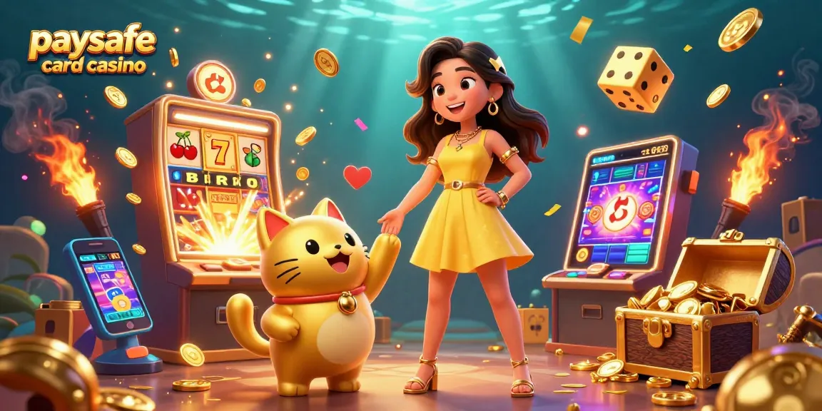 Erleben Sie den Nervenkitzel eines Paysafe Card Casinos mit lebhaften Illustrationen von Spielabläufen und ansprechenden Charakteren.