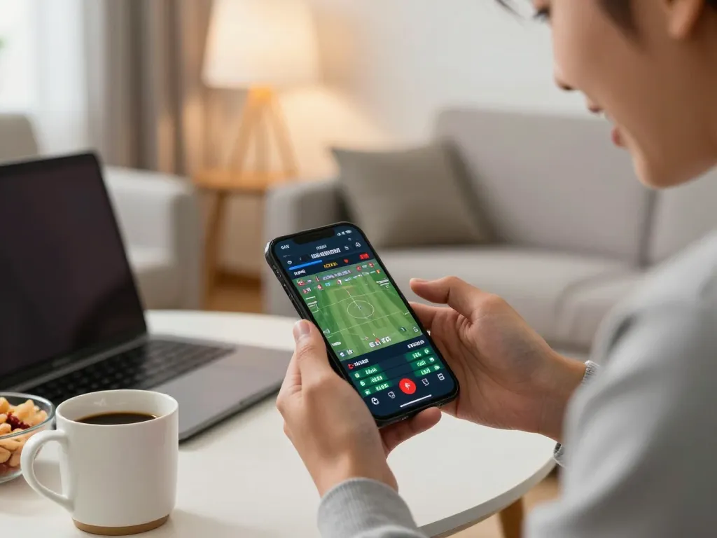 A person engaged in sports betting using their smartphone with live 3win odds displayed.