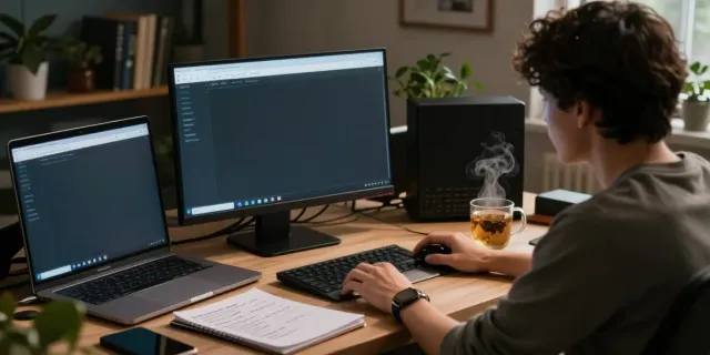 Exploring the hidden wiki on a computer screen in a cozy workspace.