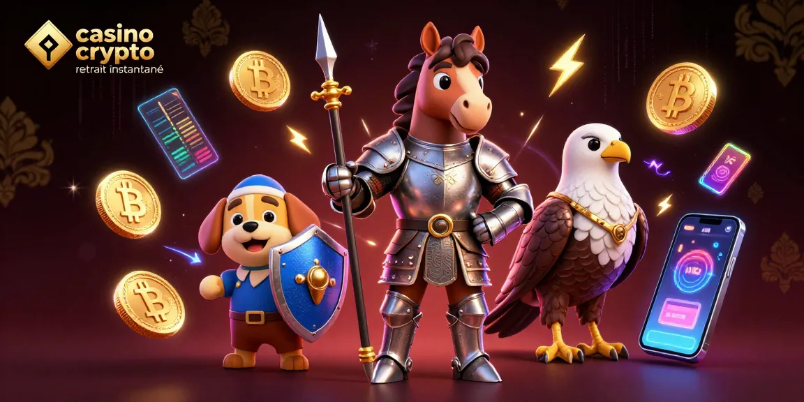 Experience quick transactions at casino crypto retrait instantané with vibrant 3D knights and crypto elements.