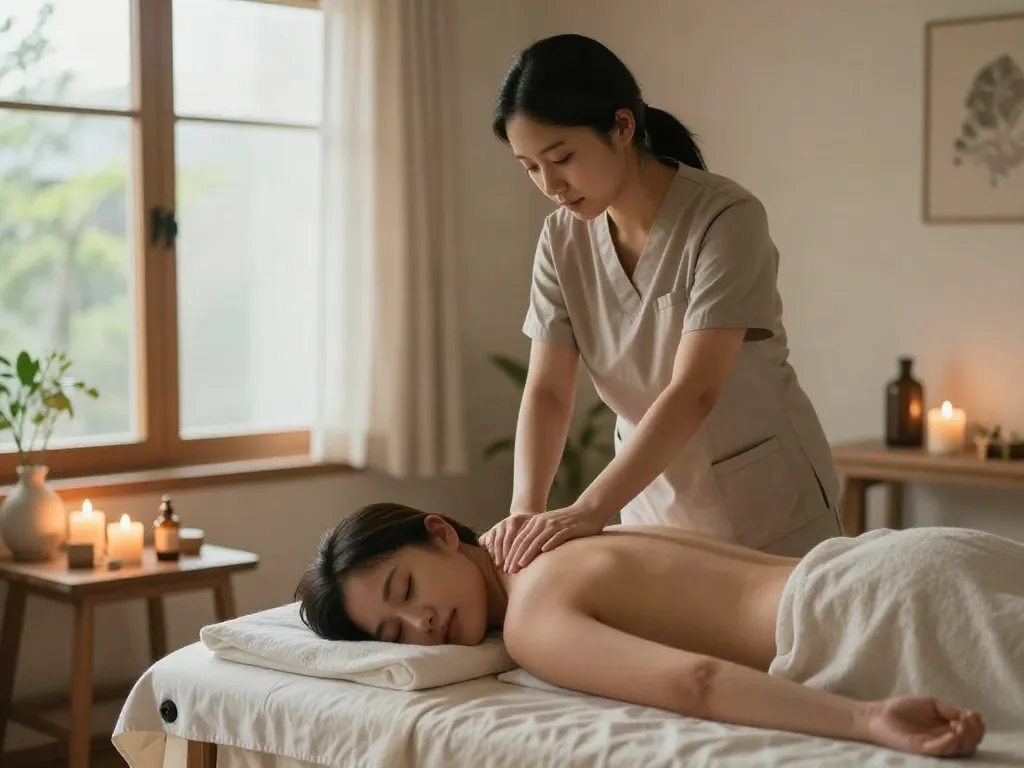 청라출장마사지 in a peaceful home setting promoting relaxation and wellness