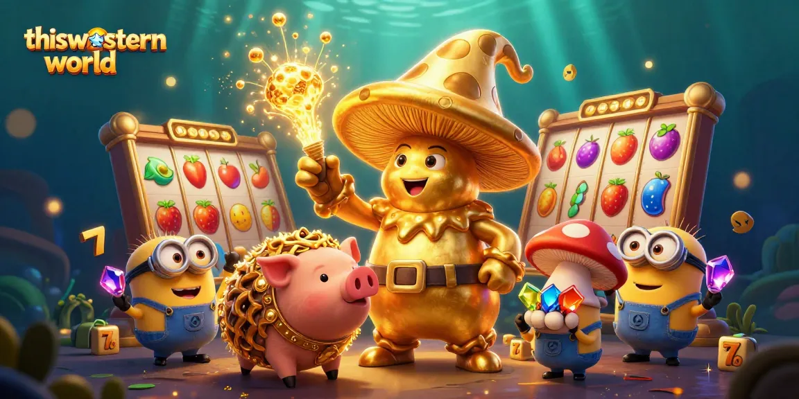 Experience thrilling slot gaming with thiswesternworld's enchanted golden wizard in a vibrant 3D scene.