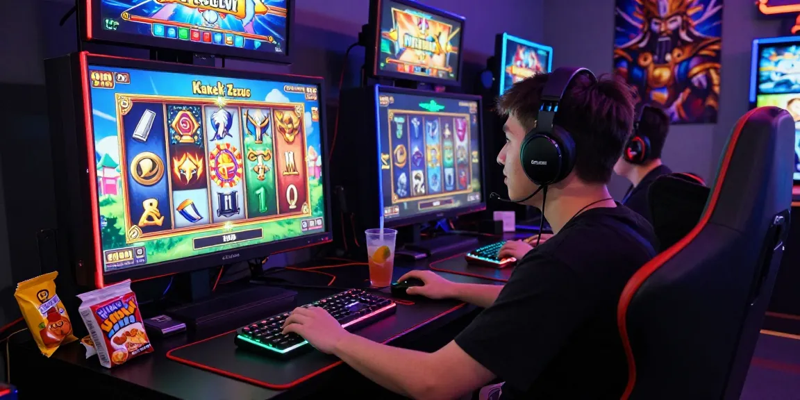 Pengalaman bermain slot Kakek Zeus di ZEUS222 dengan grafis cerah dan pemain fokus.