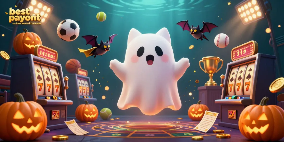Experience the thrill of the best payout online casinos in australia with our playful ghost cat and vibrant gaming elements.
