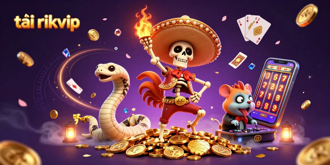 Play exciting slots with tải rikvip featuring a lively skeleton mariachi and golden coins.