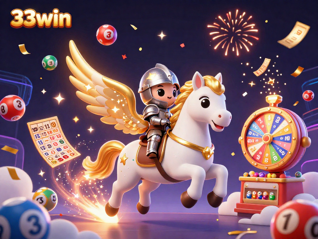 Engage in thrilling lottery adventures with 33win's celestial knight conquering colorful odds.