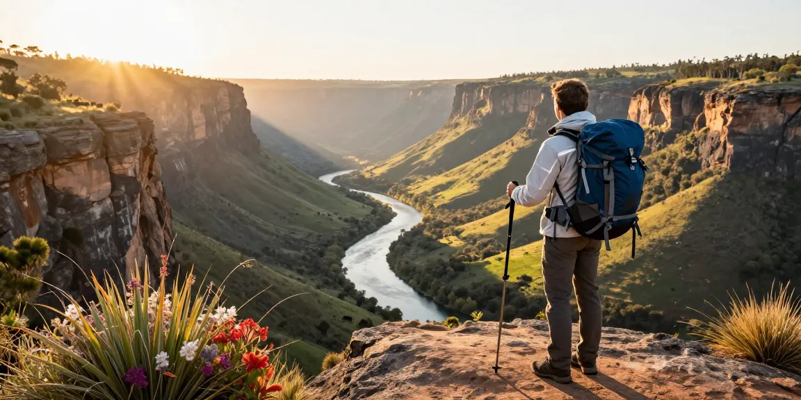 Discover Airport Transfers Service Dubai amidst scenic Magaliesburg nature views with a traveler enjoying golden hour.