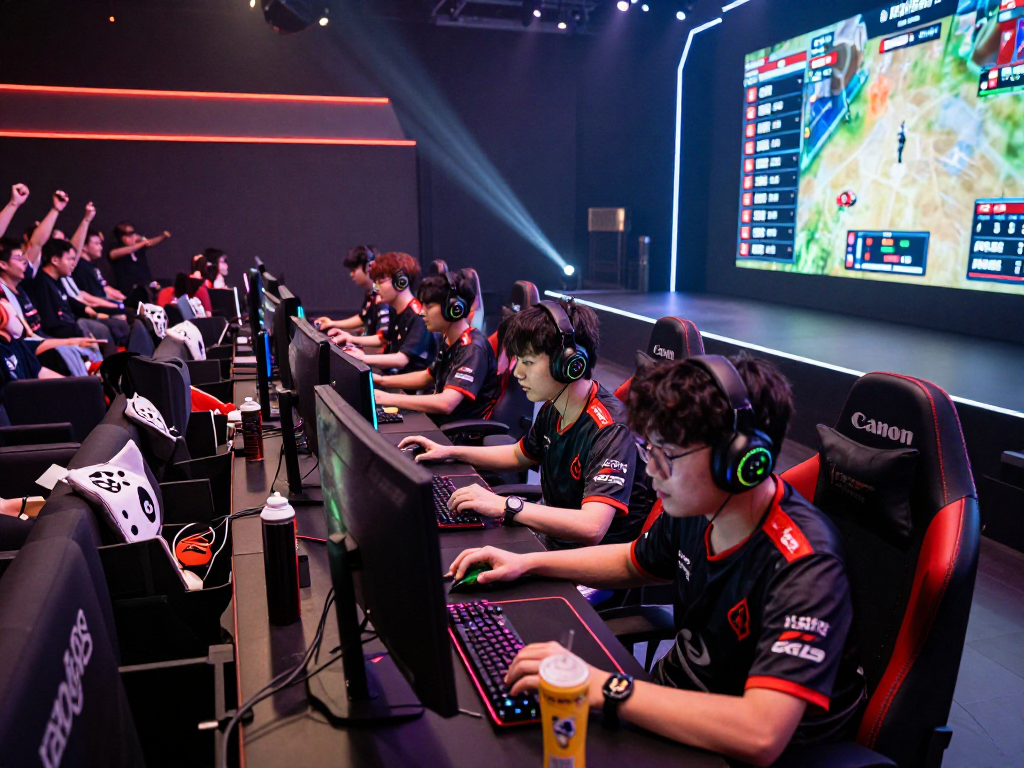 Exciting gaming tournament scene featuring rokok88 super teams battling in an e-sports arena.