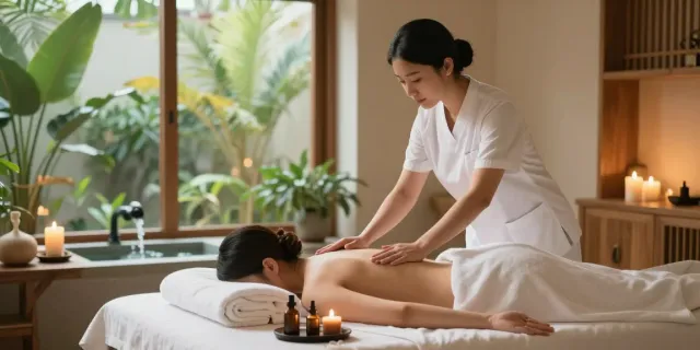Experience 일산출장마사지 in a luxurious home spa setting with soothing candles and massage oils.