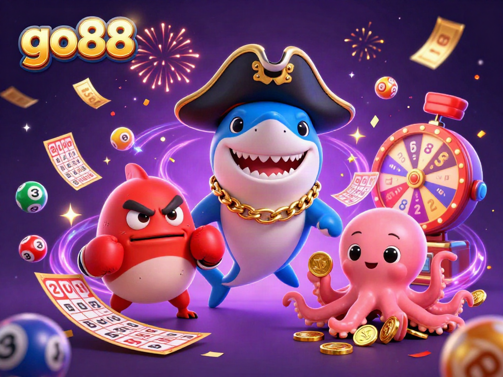 Experience excitement with go88 as a pirate shark and friends celebrate casino games