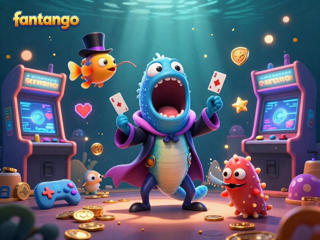 Experience the thrill of fantango with vibrant underwater characters in a magical casino scene.