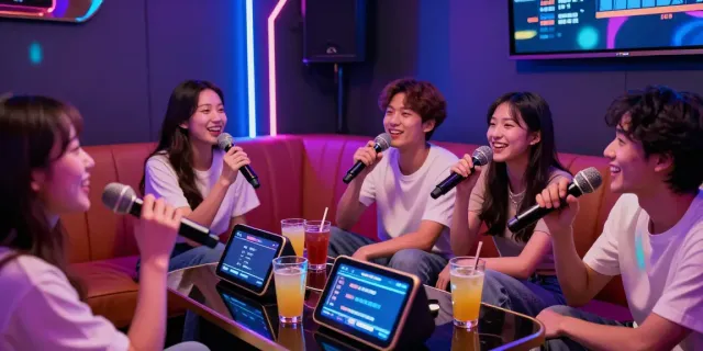 달토에서 친구들이 노래 부르며 즐거운 시간을 보내는 모습