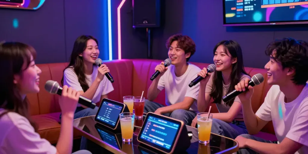 달토에서 친구들이 노래 부르며 즐거운 시간을 보내는 모습
