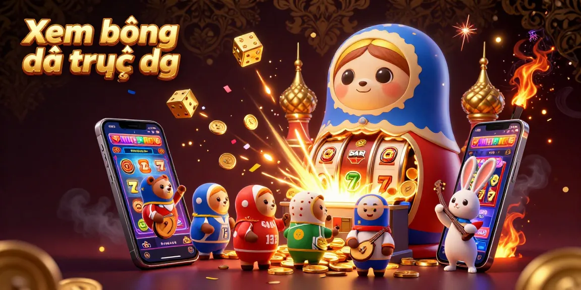 Xem bóng đá trực tiếp with vibrant sports betting-themed illustration featuring dynamic characters and casino elements.