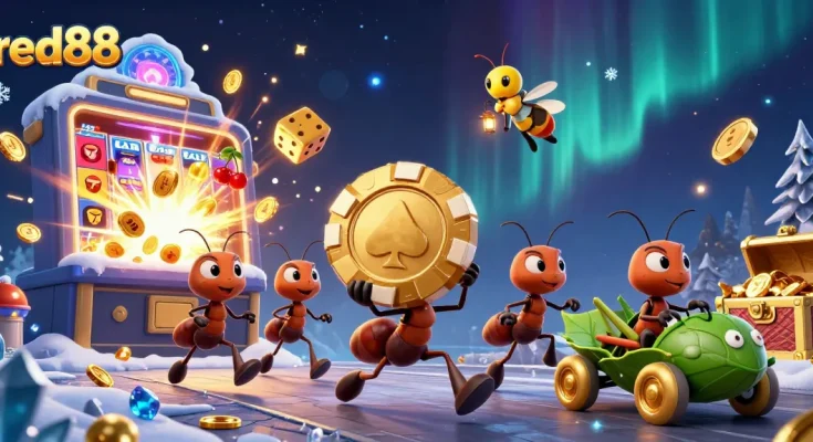 Experience the excitement of red88 with a thrilling heist featuring cartoon ants and casino treasures!