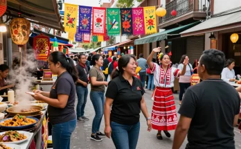 Dynamic cultural celebration scene showcasing Asian heritage at https://hanadultalk.com, capturing community engagement with festive activities.